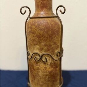 Rustic Metal The Creator Vase With Wrought Iron Stand - Vintage Tuscan Style￼